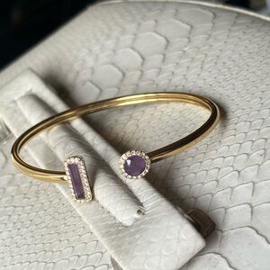 Elegant Gold and Purple Bangle Bracelet